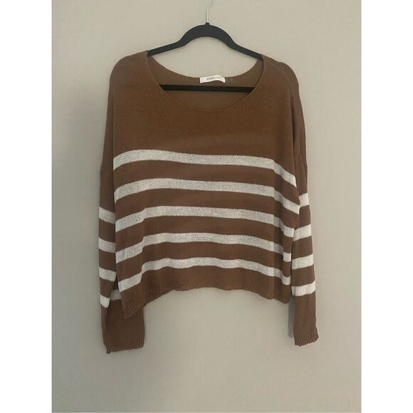 Mustard seed knit boxy crop woman’s sweater size large - Picture 1 of 6